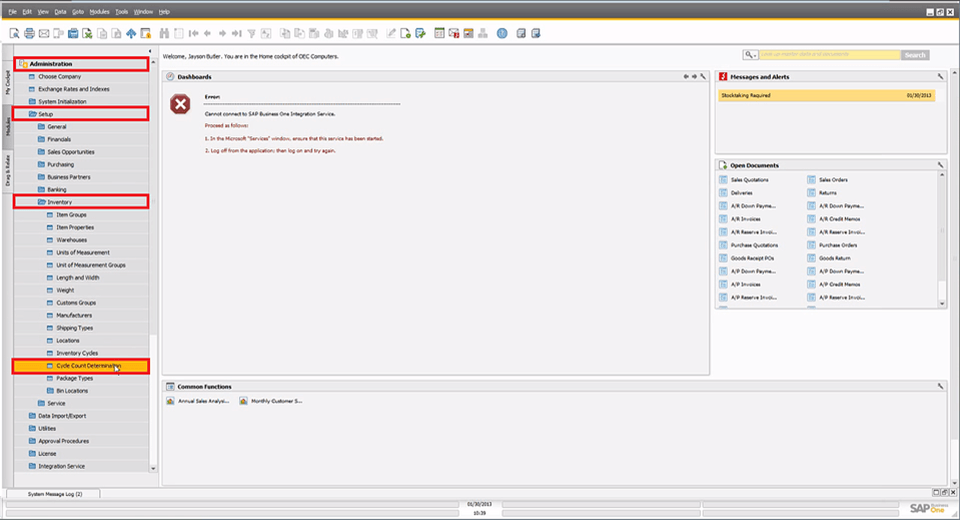 SAP Business One 9.0: Cycle Account Determination