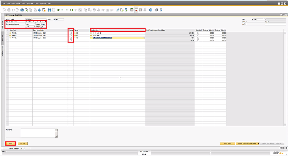 SAP Business One 9.0: Inventory Counting and Item Freezing