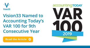 Vision33 Named to Accounting Today’s VAR 100 2019 for 9th Consecutive Year