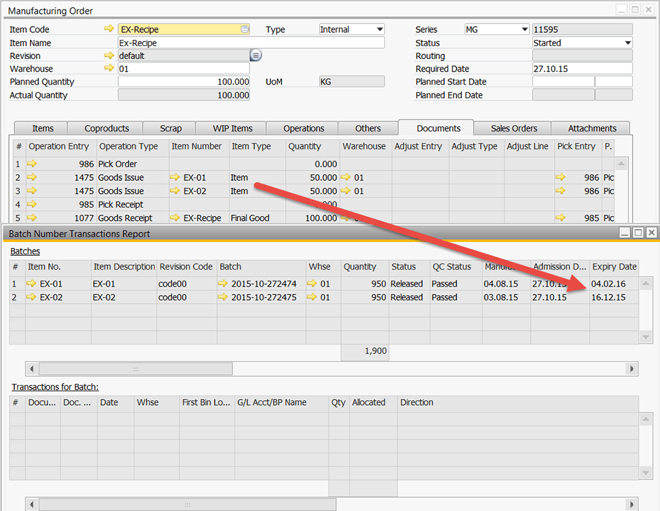 Expiry Date Goods Issue in SAP Business One