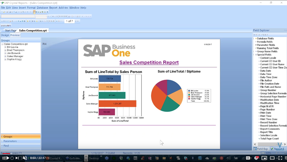 Crystal Reports Pie Chart