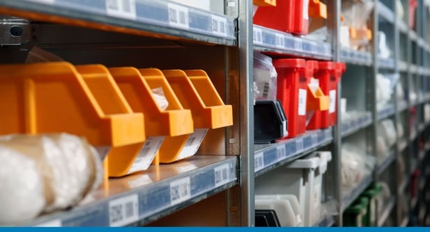 Warehouse storage bins and shelving used for inventory management in SAP Business One bin locations