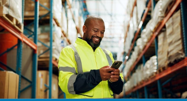 Warehouse worker using cloud ERP